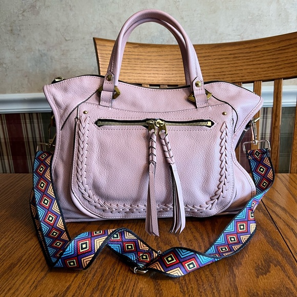 Blush Pink orYANY Women's leather Sarah Handbag Beautiful whipstitch detail EUC - Picture 1 of 16